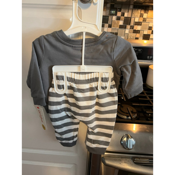 New Cat & Jack Infant Gray & White Halloween Sweatshirt Pants 0-3 Months - Picture 3 of 5